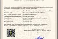 Salah satu dari empat surat pencatatan kekayaan interlektual komunal yang dikeluarkan Kementerian Hukum