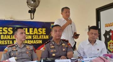 Penjelesan Kapolresta Banjarmasin Kombes Pol Riza Muttaqin kepada awak media, Rabu (14/10/2026) (SuarIndonesia/YI)