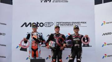 Podium juara Pertamina Grand Prix of Indonesia 2026. (Foto: Istimewa)